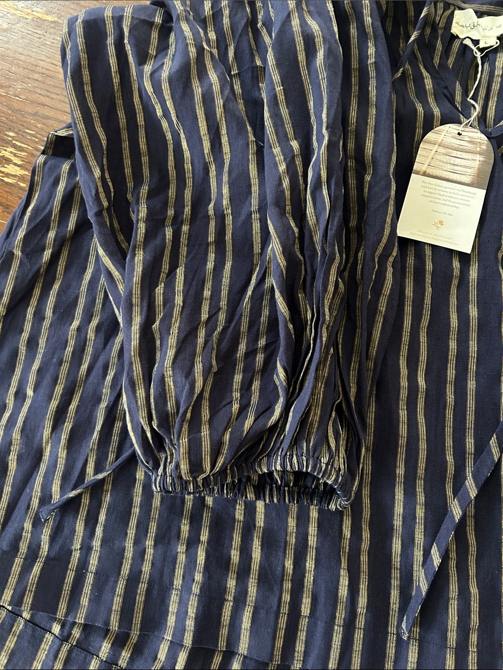 Daughters of India Striped Peasant Blouse - Picture 3 of 3